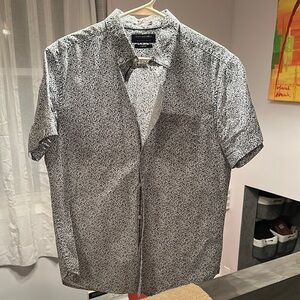 Men's Black and White Printed Shirt